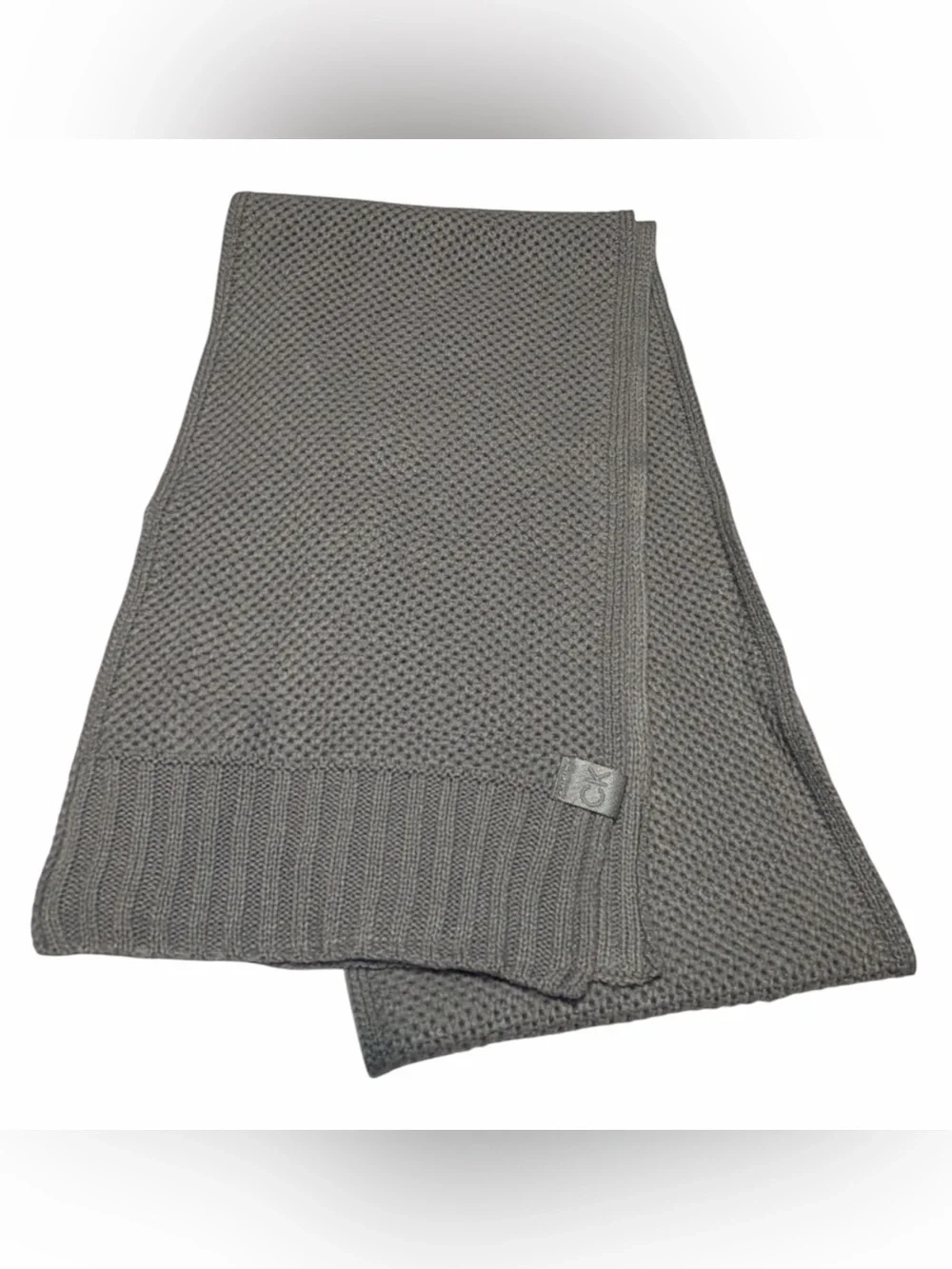 Calvin Klein Men's Gray Textured Knit Scarf